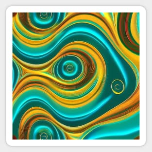 Abstract Turquoise and Gold Swirls Sticker